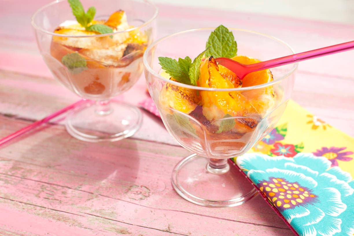 Gegrilde grapefruit met sinaasappel