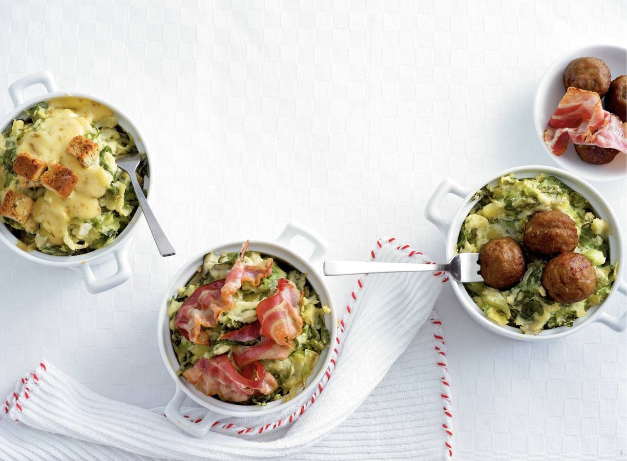 Stamppotjes met andijvie & toppings
