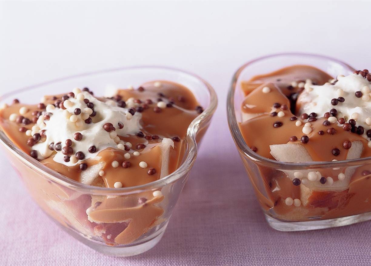 Trifle met peren en karamelvla