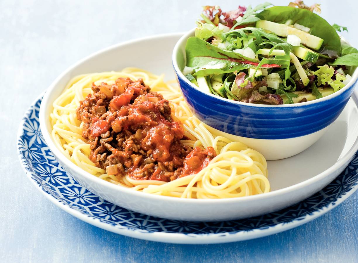 Spaghetti met rucolasalade
