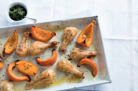 Kip en pompoen uit de oven