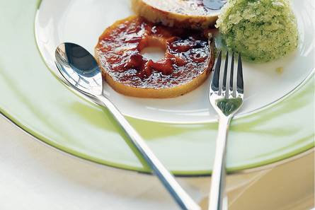 Geroosterde appel met koriandersorbet