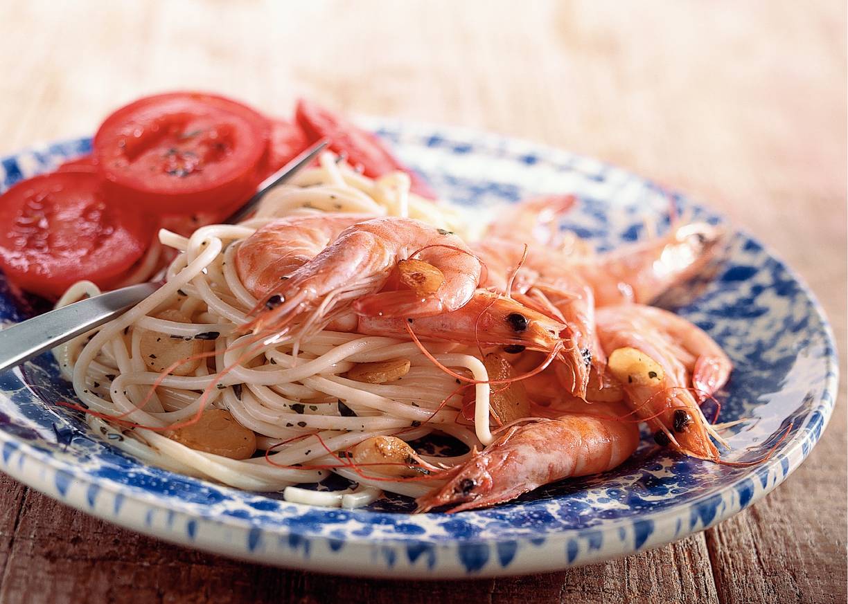 Spaghetti met knoflookgarnalen