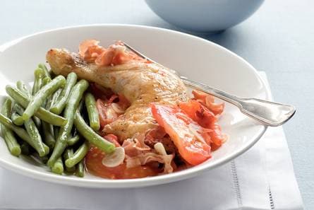Kip met tomaten en ham uit de oven