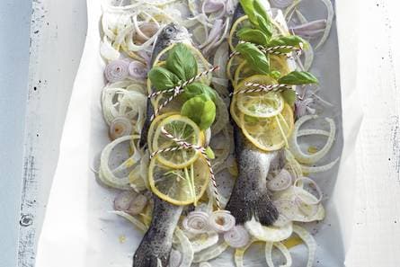 Fo­rel met ba­si­li­cum uit de oven