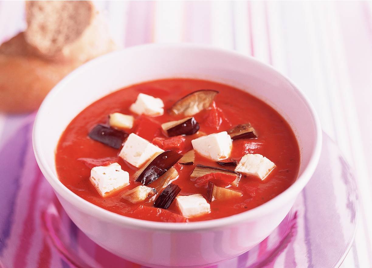 Paprikasoep met aubergine