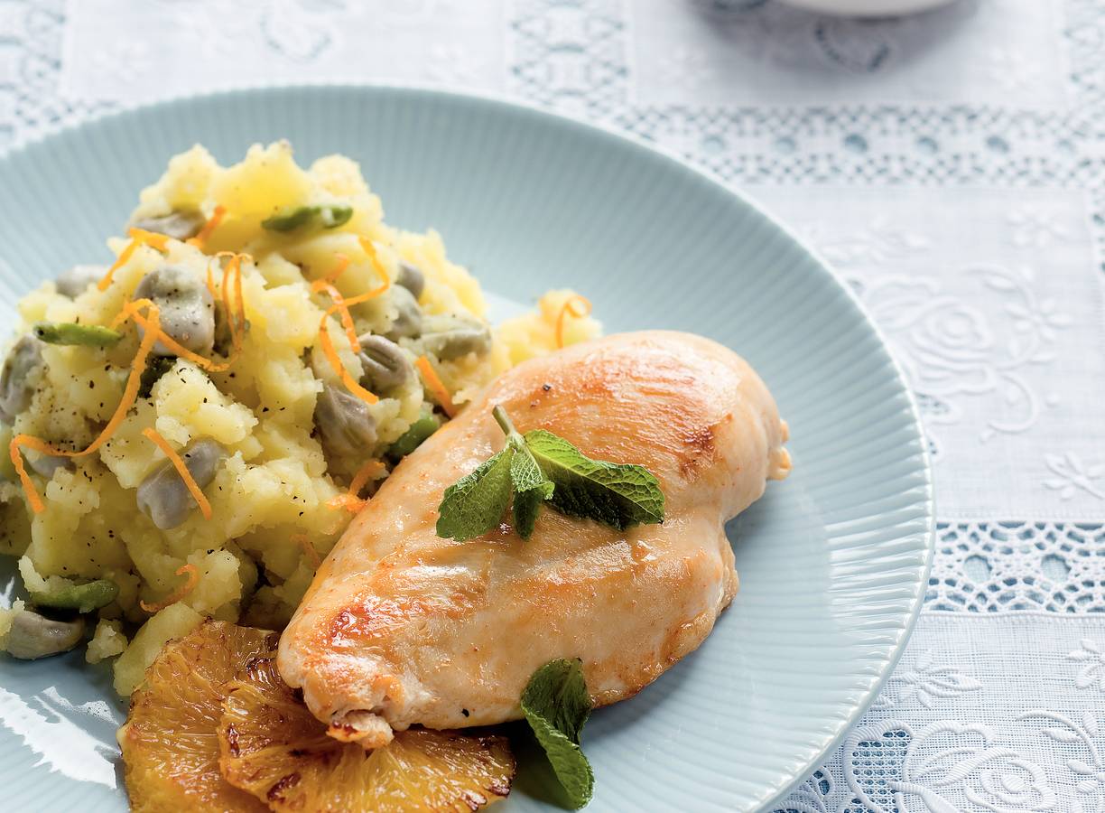 Kipfilet met tuinbonenstamppotje