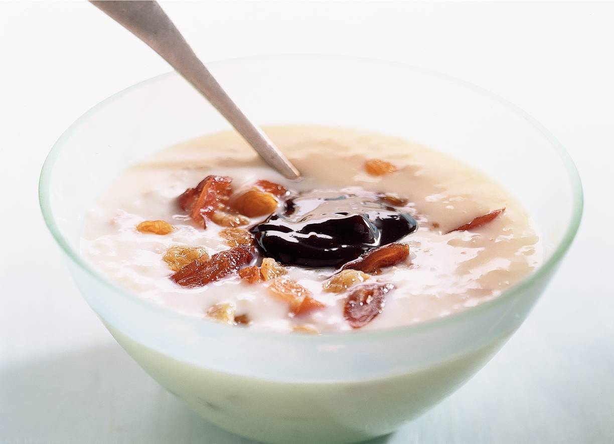 Rijstepap met zuidvruchten en stroop