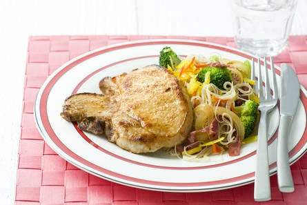 Ribkarbonade met zoetzure miehoen