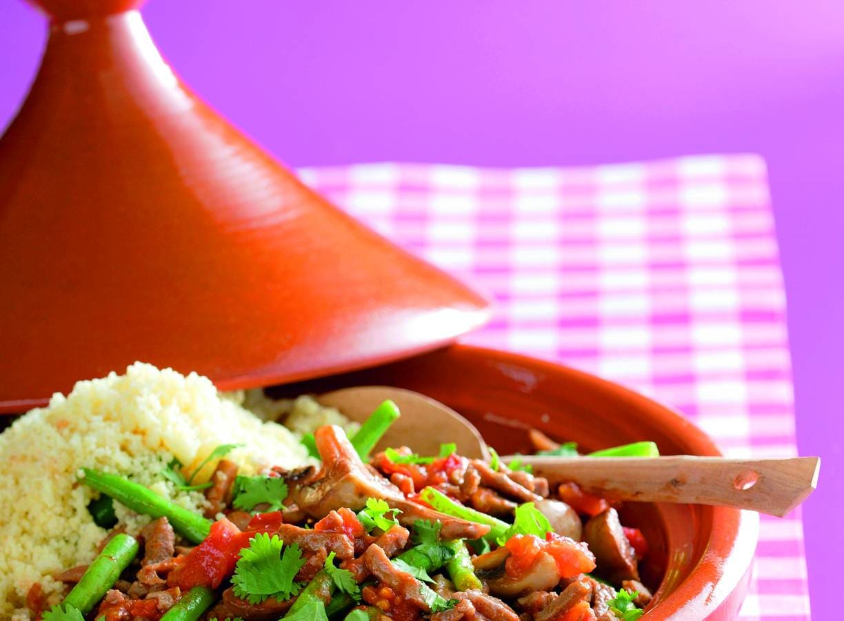Groentetajine met vleesreepjes