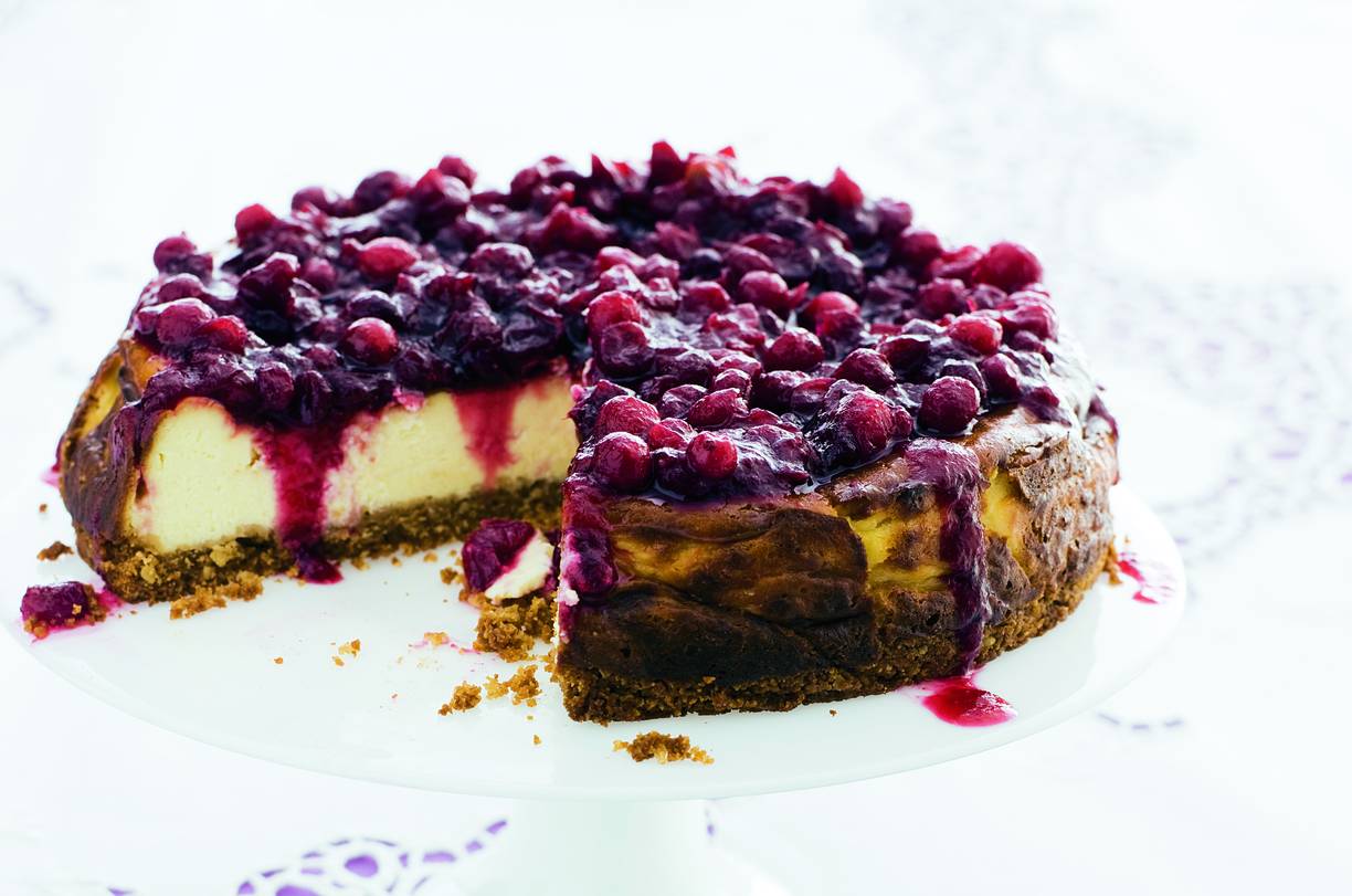 Frisse cranberrycheesecake