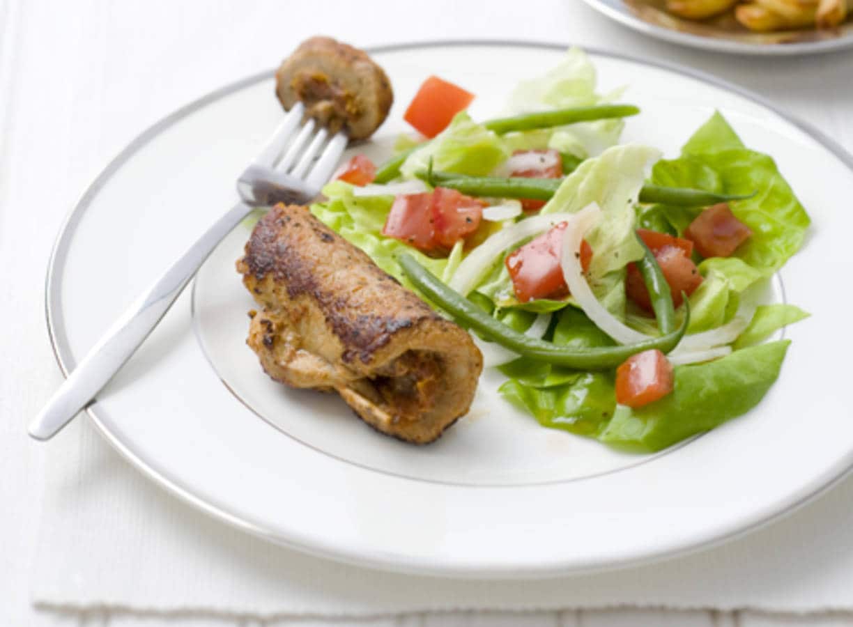 Schnitzelrolletje met salade van haricots verts
