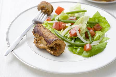 Schnitzelrolletje met salade van haricots verts