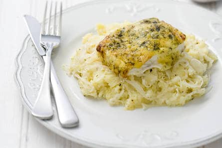 Zuurkoolstamppot met kabeljauwfilet