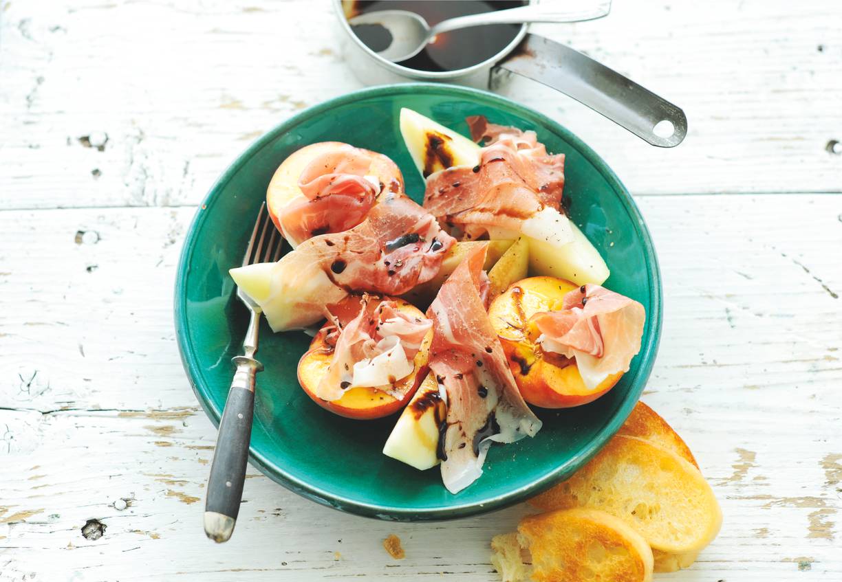 Parmaham met meloen en perzik
