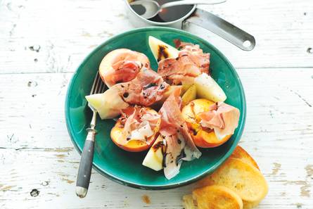 Parmaham met meloen en perzik