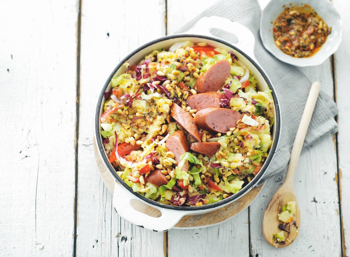 Andijviestamppot met tomaat en radicchio