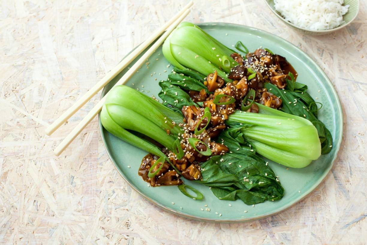 Shanghai paksoi met shiitake en bosui