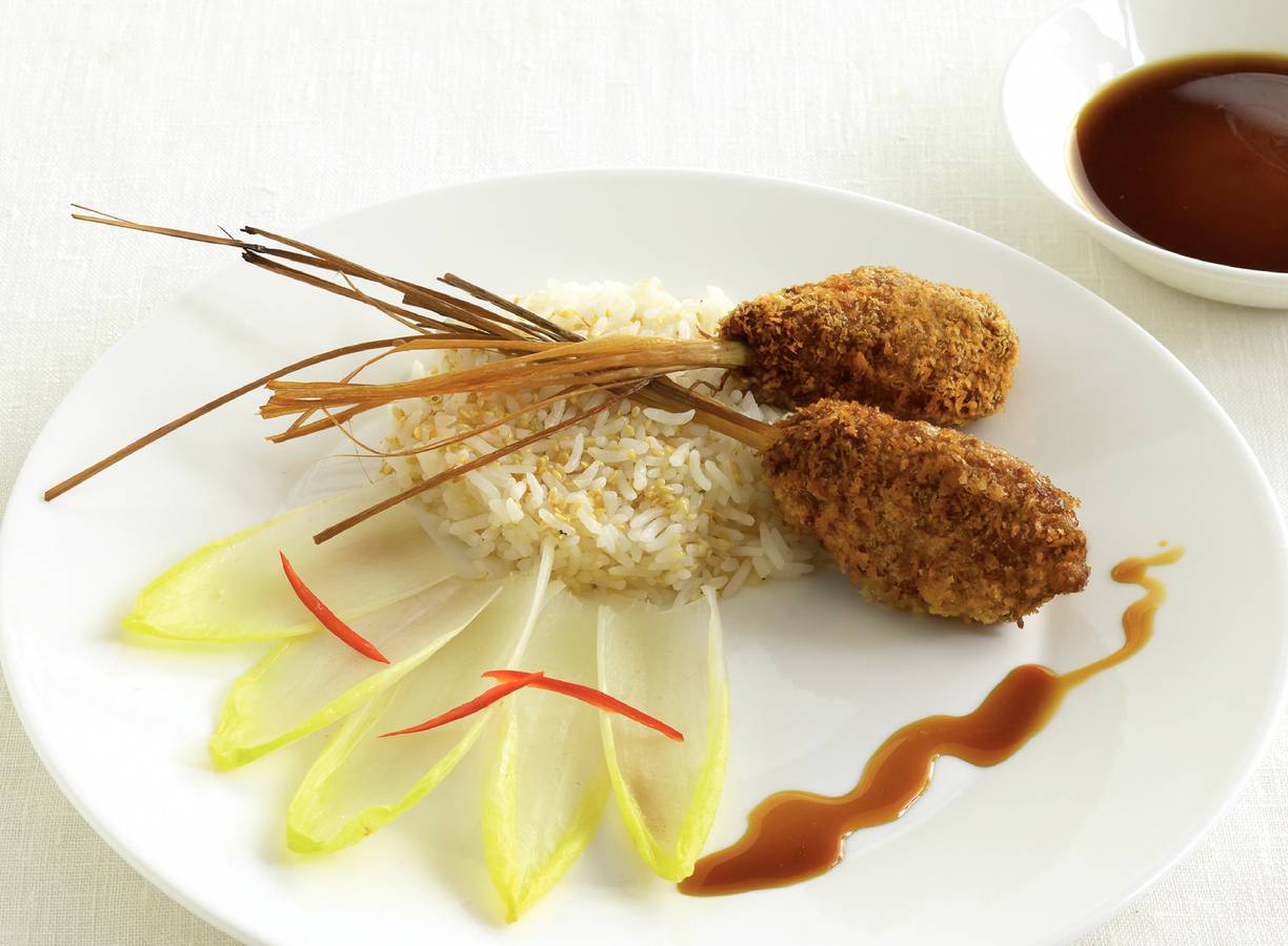 Tonkatsu met sesamrijst en witlof van Steven Fontein
