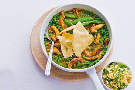 Kipcurry met sugarsnaps
