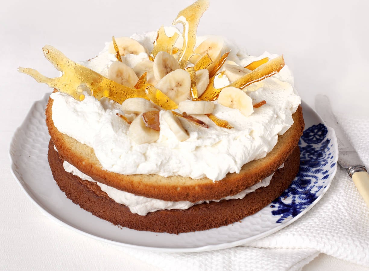 Banaan-slagroomtaart met karamel