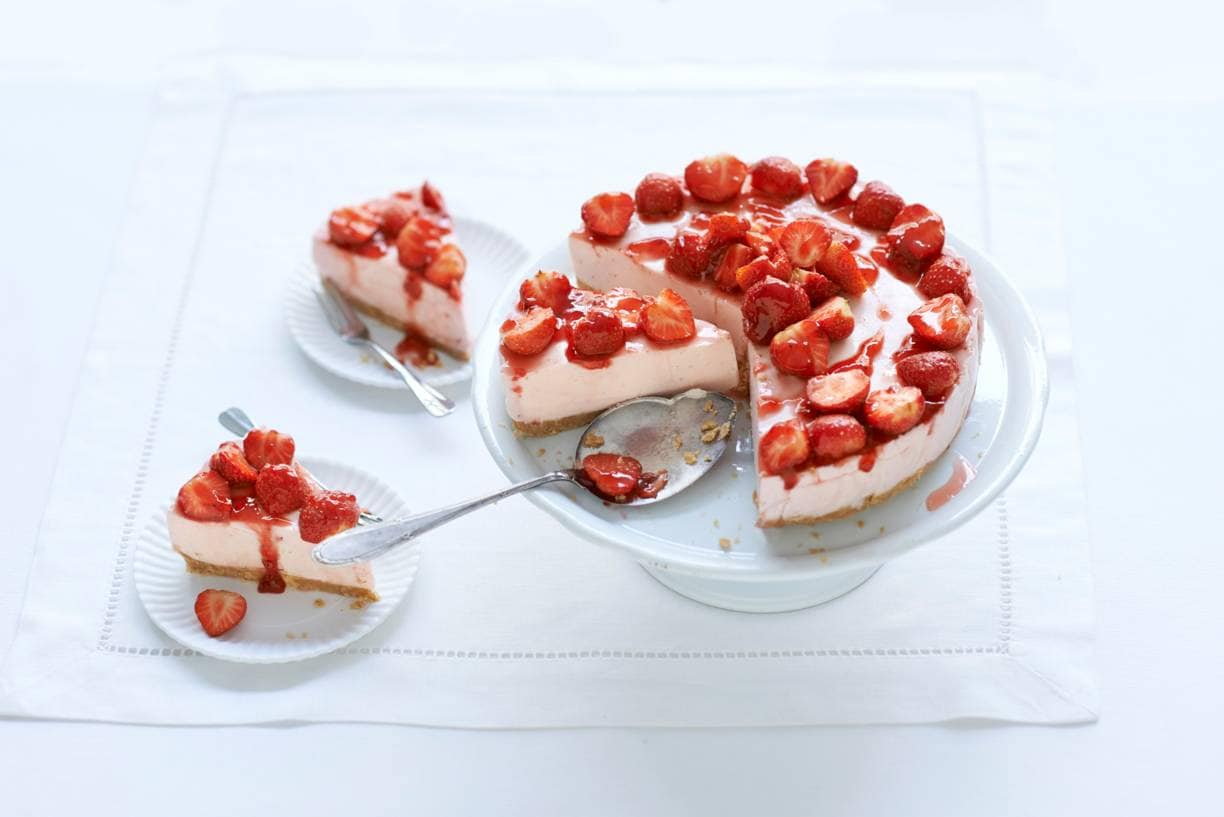 Kwarktaart met aardbeien
