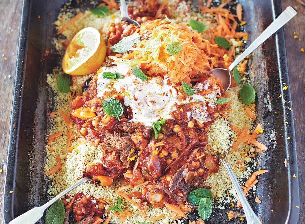 Tajine met gekruid rundvlees