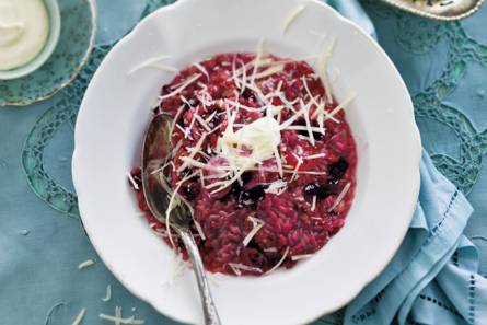 Risotto met rode wijn en slagroom