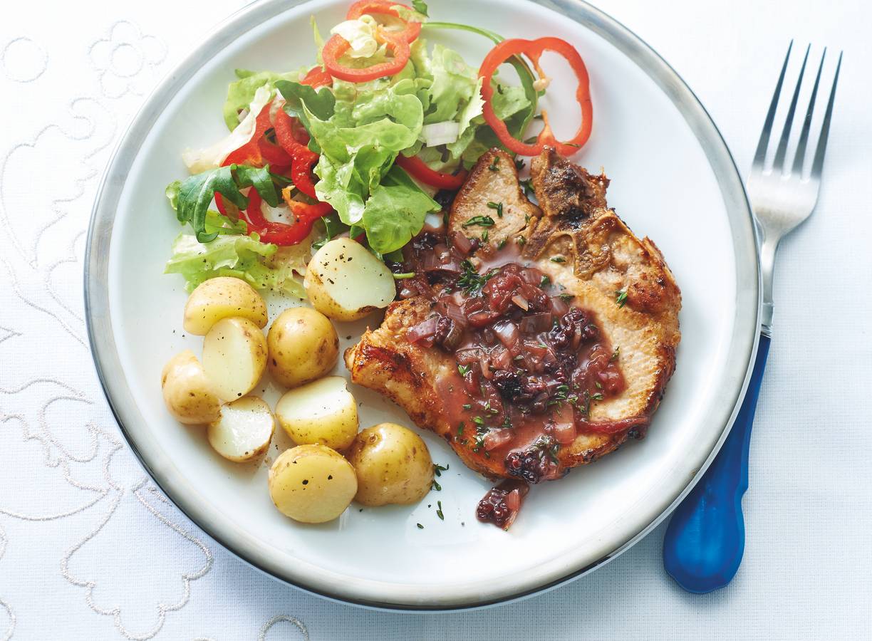 Karbonade met cranberry-tijmsaus