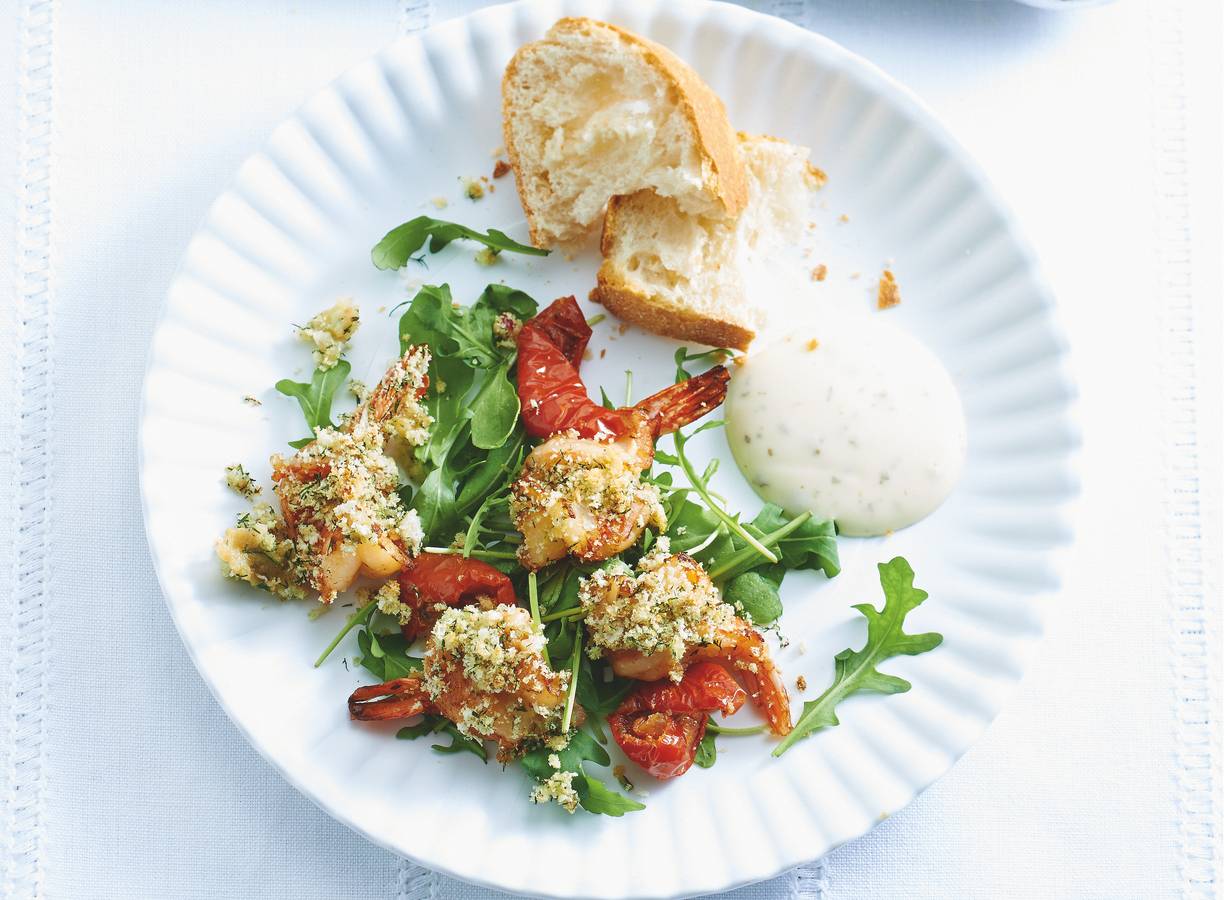 Kerstsalade met chiligarnalen