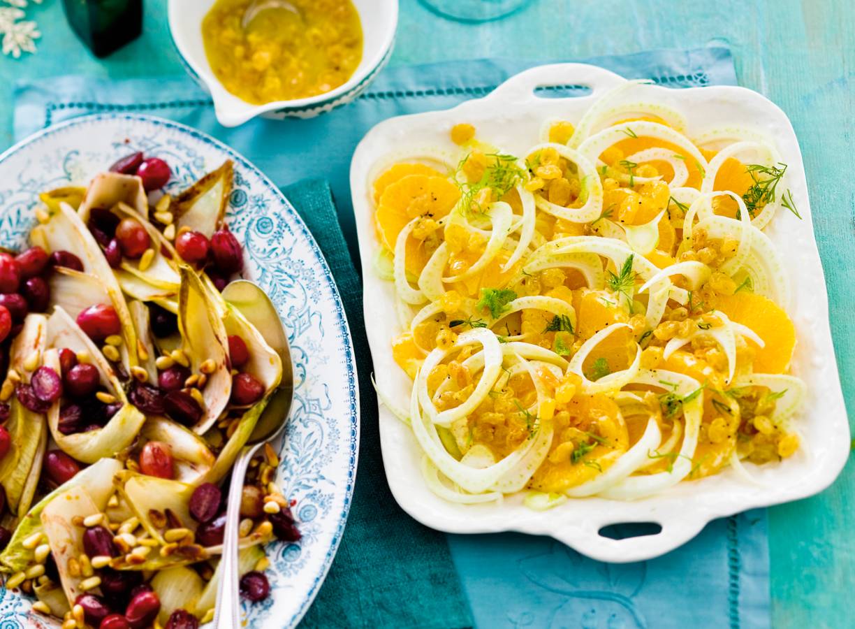 Venkelsalade met sinaasappel en rozijnen