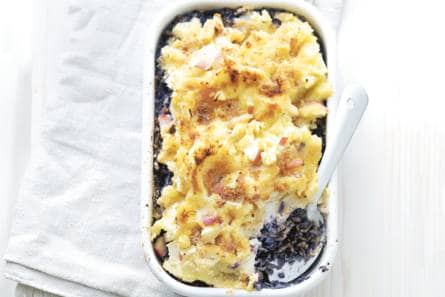 Ovenschotel met gehakt en rodekool