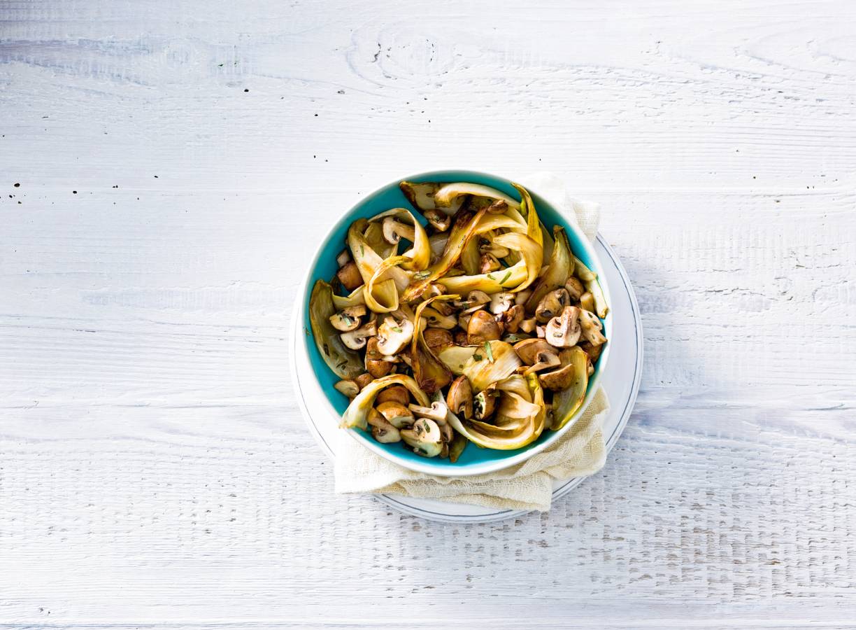 Gebakken witlof met champignons en dragon