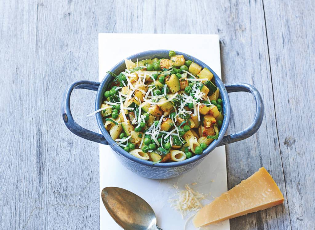 Penne pesto met groene groenten