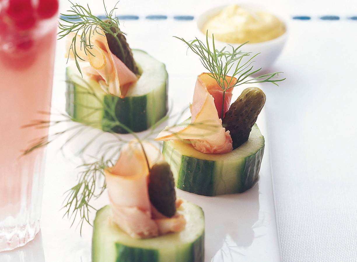 Komkommerringen met ham