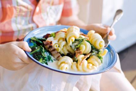 Pasta carbonara met spinazie
