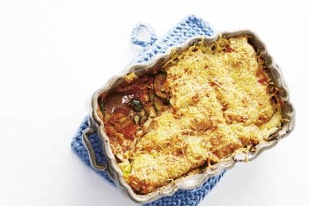 Groentelasagne met courgette, aubergine & prei