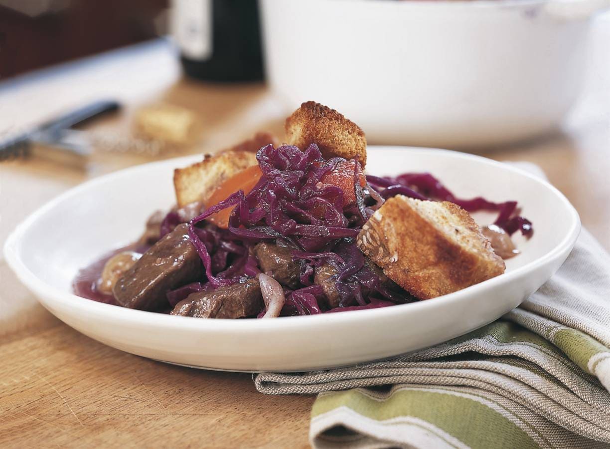 Runderstoofpot met rodekool