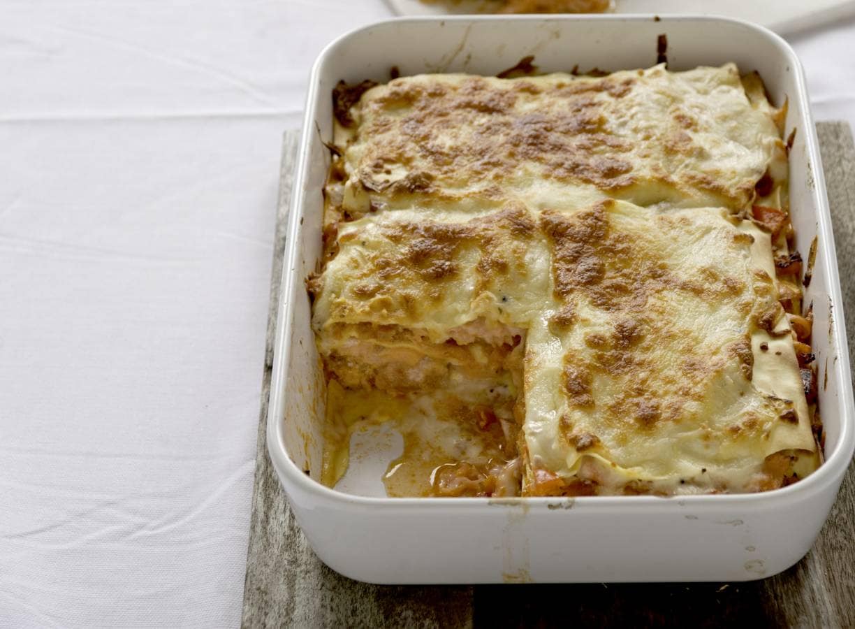 Lasagne met verse en gerookte zalm