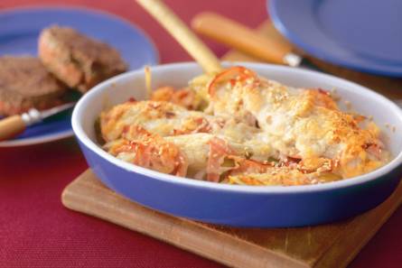 Met geitenkaas gegratineerde witlof