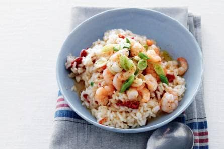 Risotto met gebakken garnalen