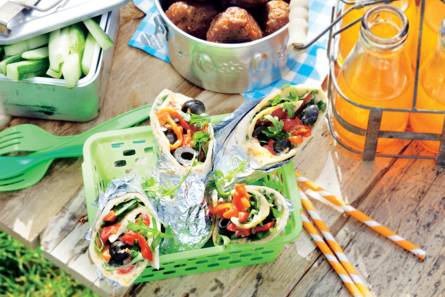 Wraps met hum­mus en ge­gril­de pa­pri­ka
