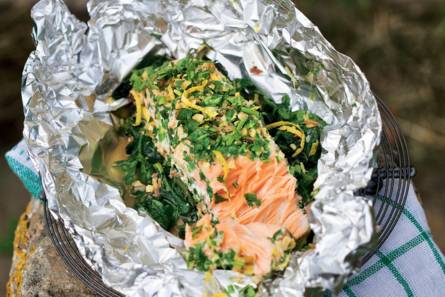 Zalm met spinazie en papillotte