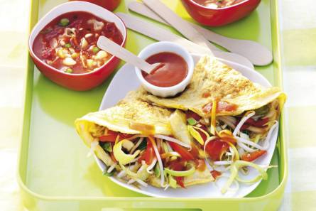 Chinese omelet met roerbakgroenten