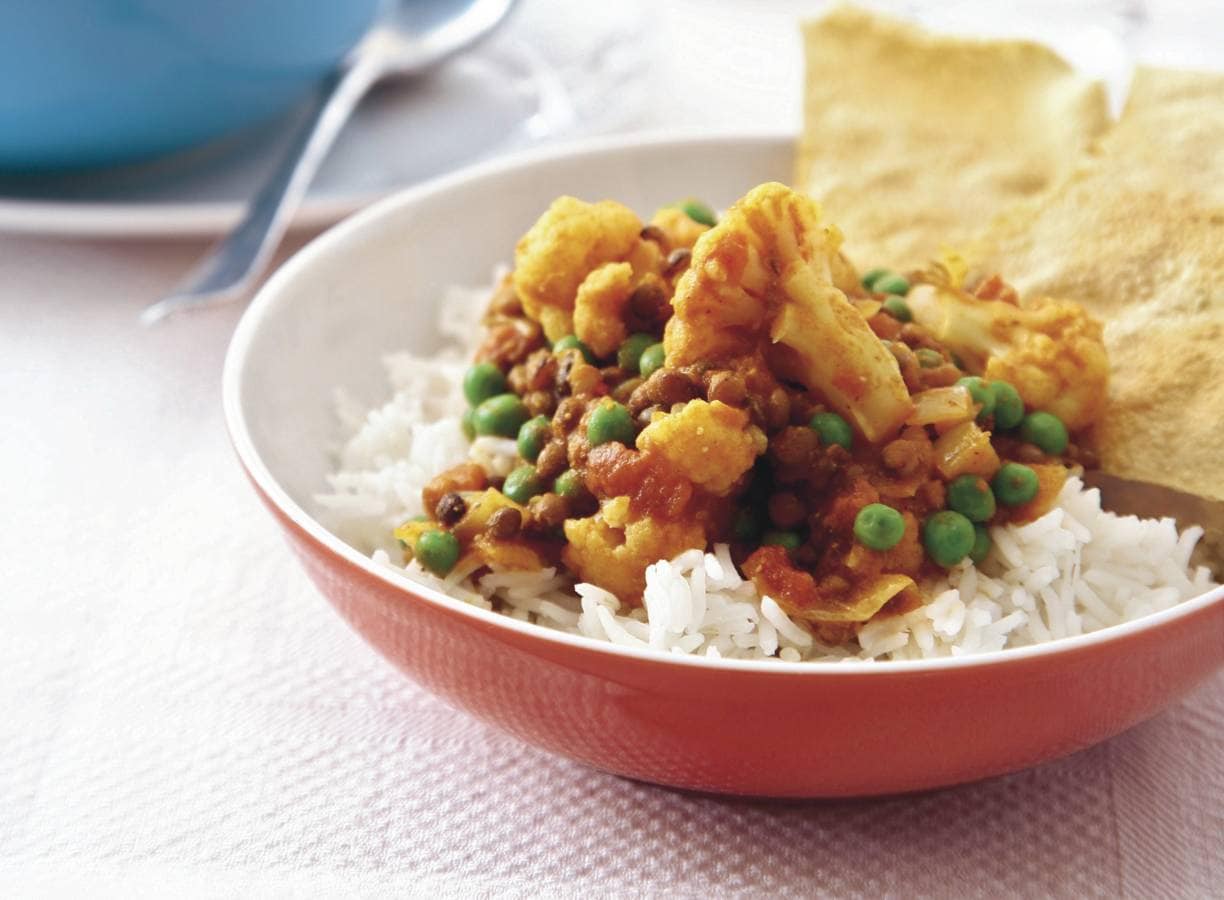 Linzencurry met pappadums