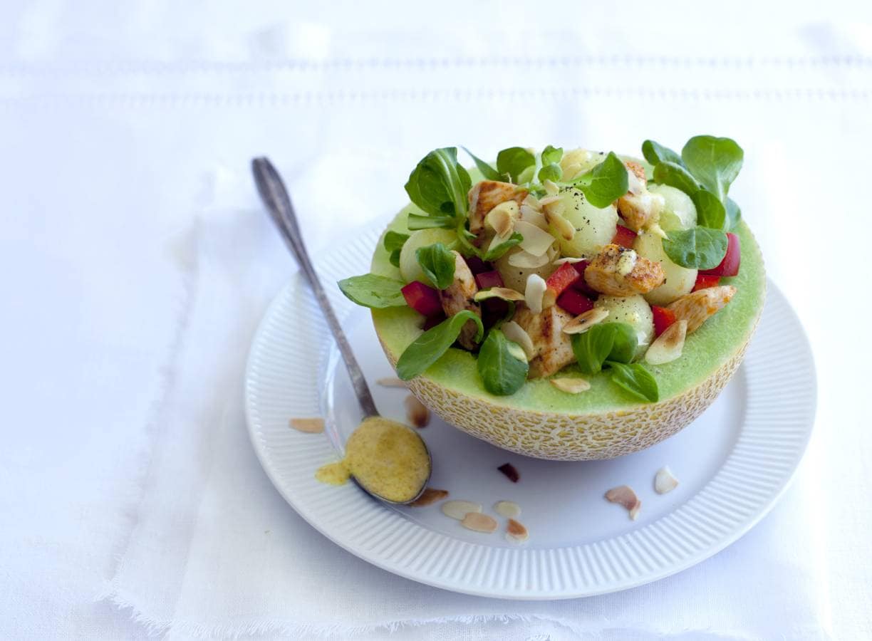 Maaltijdsalade met kip en meloen