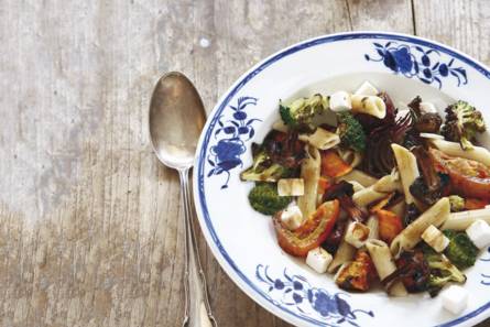 Pasta met geroosterde groenten