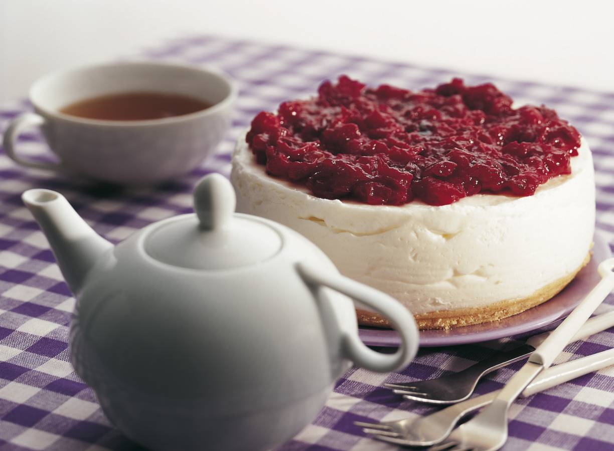 Roomkwarktaart met cranberrytopping