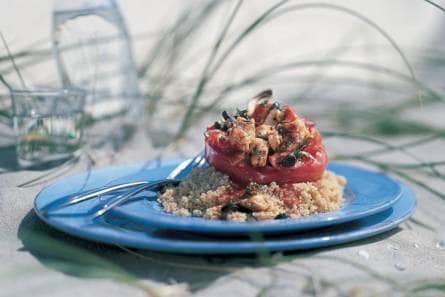 Pittig gevulde paprika's met couscous