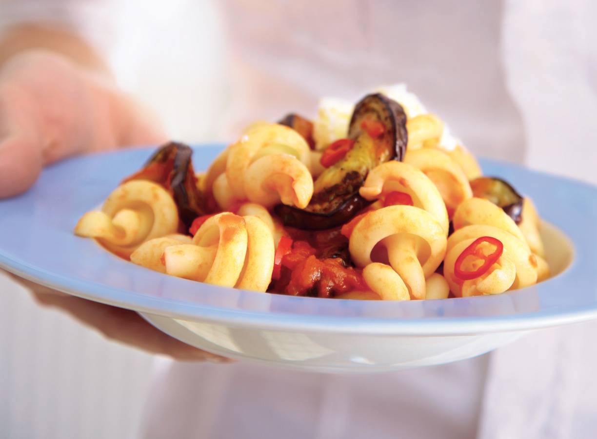 Pasta met aubergine